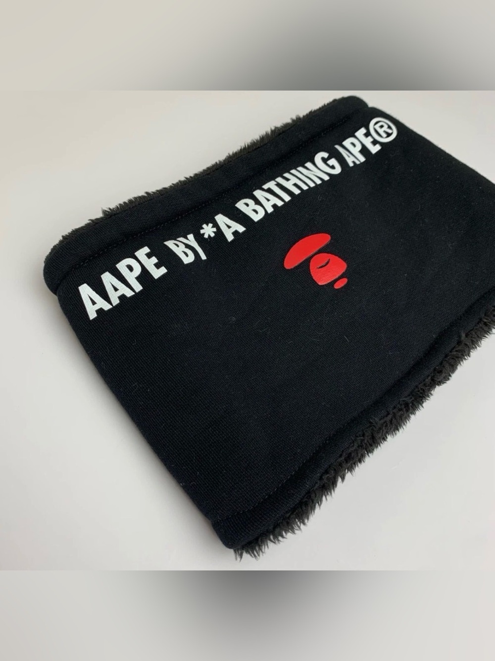 NWT AAPE by A Bathing Ape Black Neck Warmer with Iconic Red Ape Logo Unisex